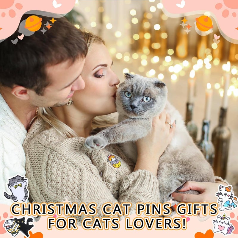 CraftyDream 40 Pcs Cat Enamel Pins for Backpacks Christmas Party Gifts for Cat Lovers Funny Cats Lapel Pins Lovely Cute Brooch Gifts for People Who Love Cats Clothes Bags Accessories - Image 3